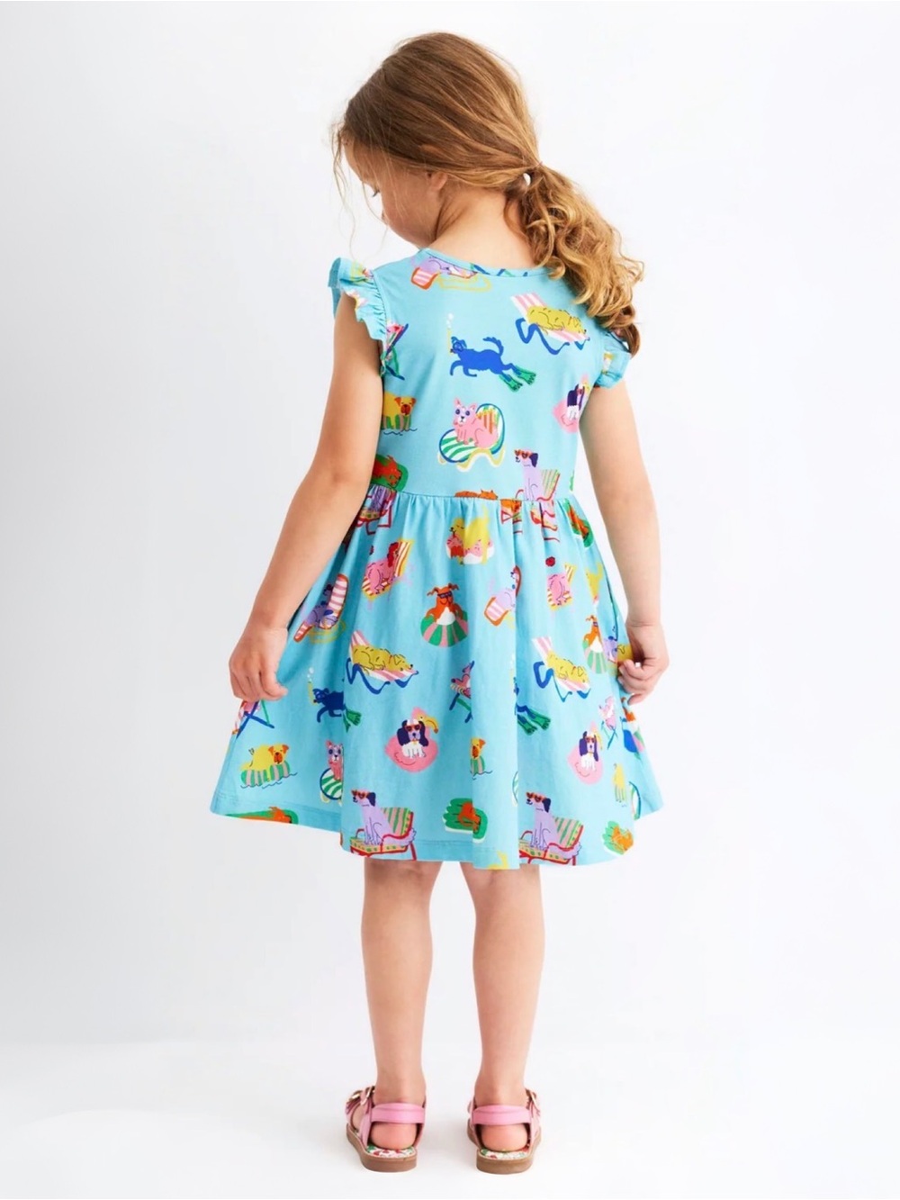 MINI BODEN GIRLS POSIE FRILL SLEEVE DRESS